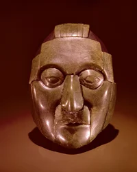 Mosaic mask representing an old man, from the Ruz tomb under the Temple of the Inscriptions at Palenque, Chipas